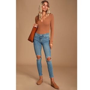 Free People High Rise Distressed Skinny Jeans